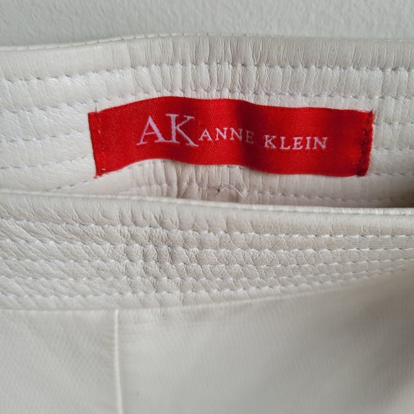 100% Genuine leather 90's Biker Mid Rise Boot Cut White Pants 6 - Picture 5 of 14